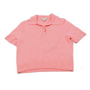 Soft Pink Short Sleeve J Crew Cashmere Cropped Sweater with collar